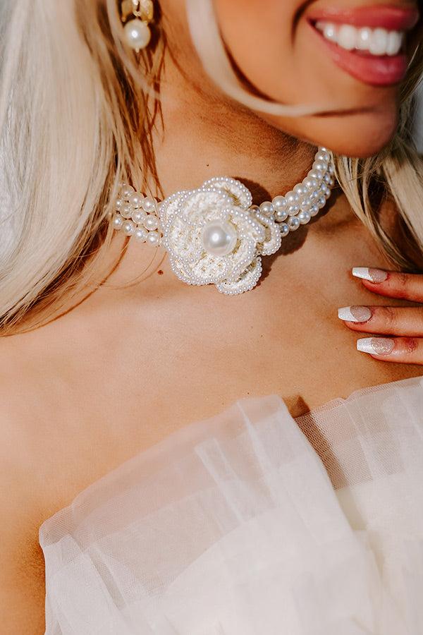 Impressions Floral Statement Pearl Choker In Ivory