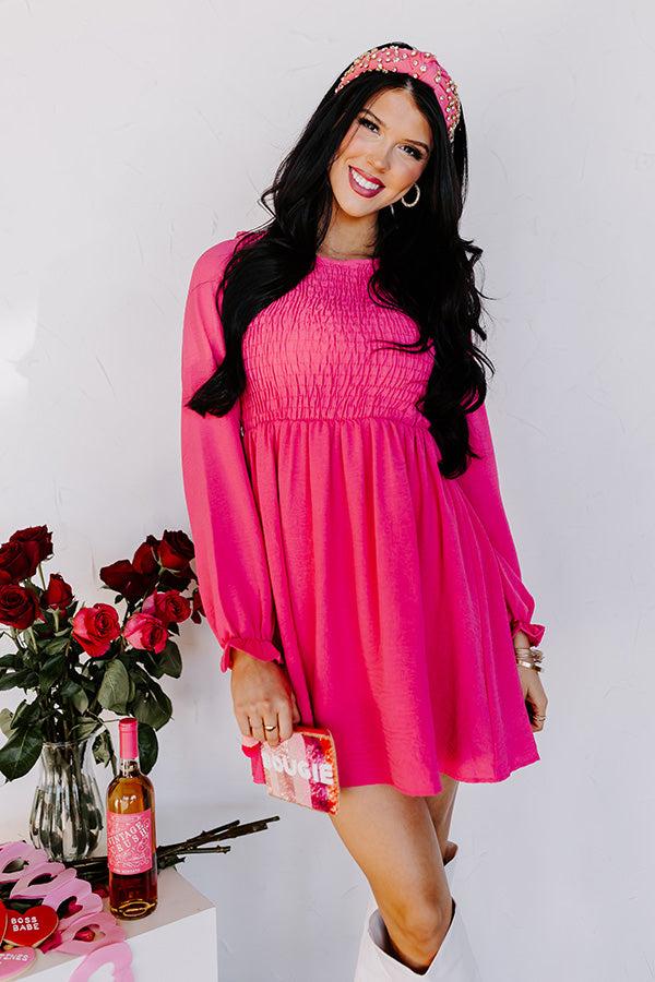 Impressions For A Season Smocked Dress In Hot Pink