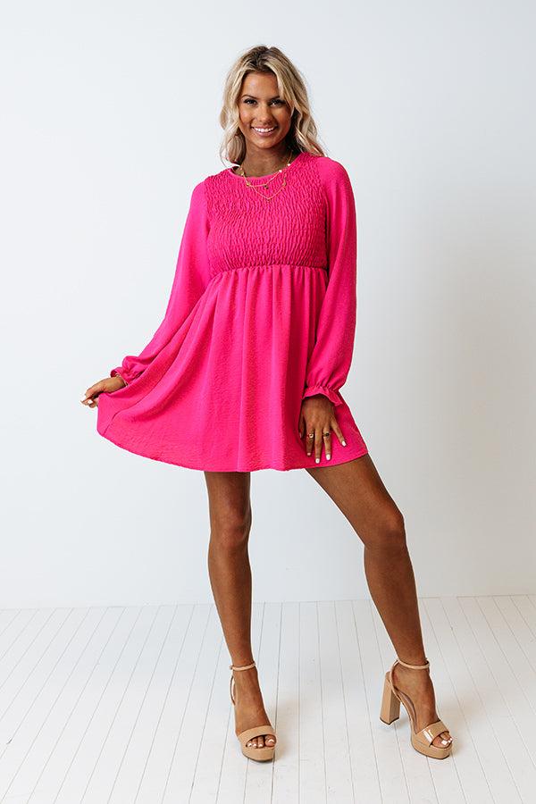 Impressions For A Season Smocked Dress In Hot Pink