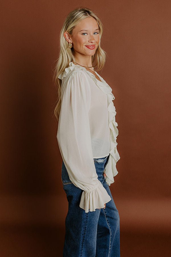 Impressions For The Frill Front Tie Ruffle Top