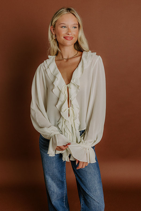 Impressions For The Frill Front Tie Ruffle Top