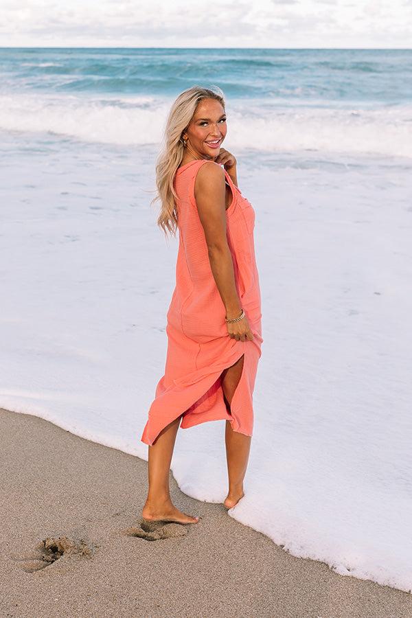 Impressions Free Spirited Frayed Midi In Coral