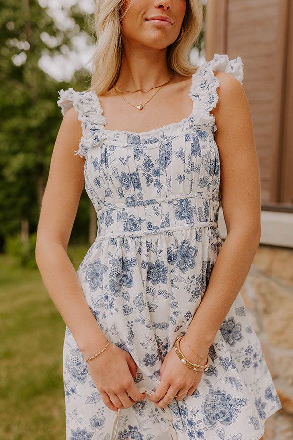 Impressions French Country Floral Denim Mini Dress