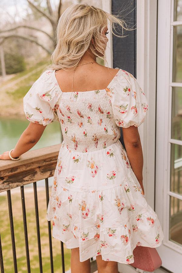 Impressions French Villa Floral Smocked Mini Dress