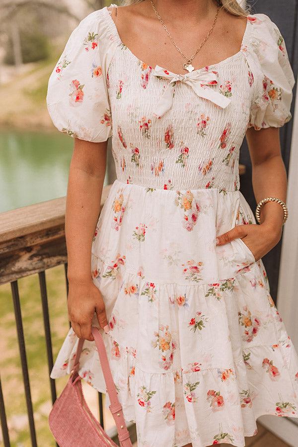 Impressions French Villa Floral Smocked Mini Dress