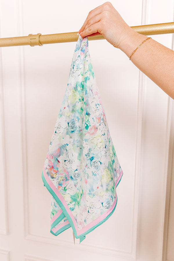 Impressions Fresh Blooms Satin Scarf In Green