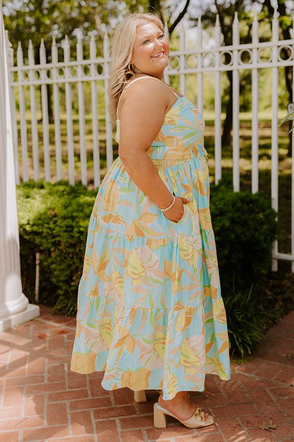 Impressions Fresh Breeze Floral Midi Dress Curves