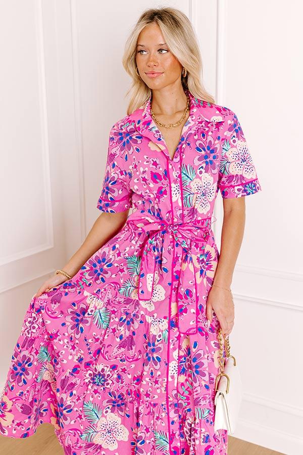 Impressions Full Bloom Button Down Midi Dress
