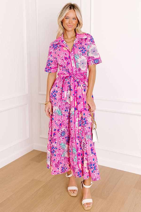 Impressions Full Bloom Button Down Midi Dress