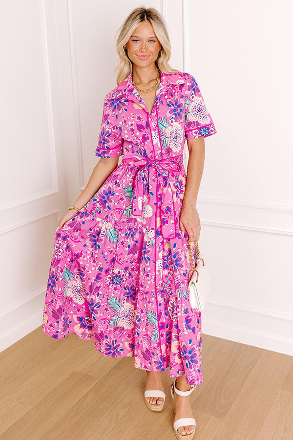 Impressions Full Bloom Button Down Midi Dress