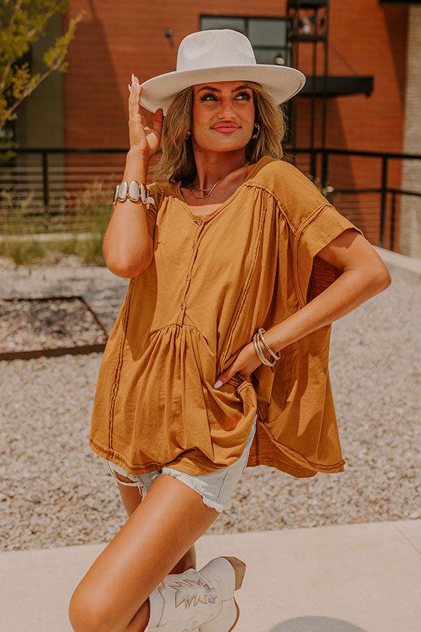 Impressions Full Of Charm Shift Top In Camel