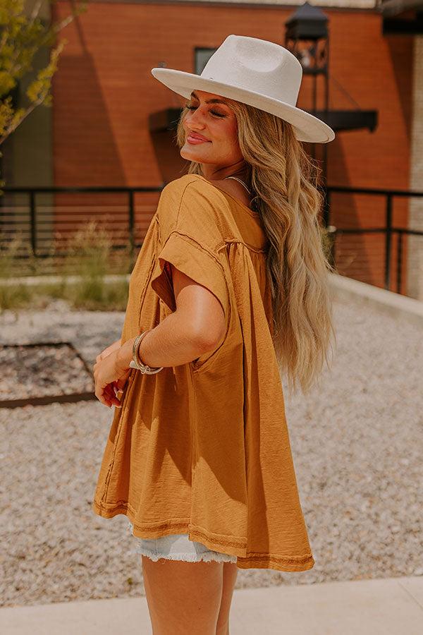 Impressions Full Of Charm Shift Top In Camel