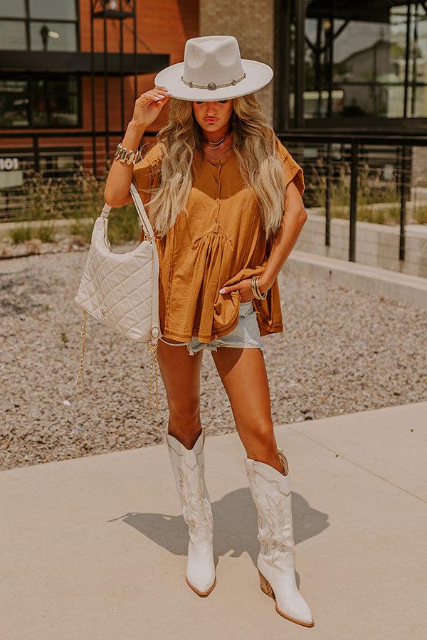 Impressions Full Of Charm Shift Top In Camel