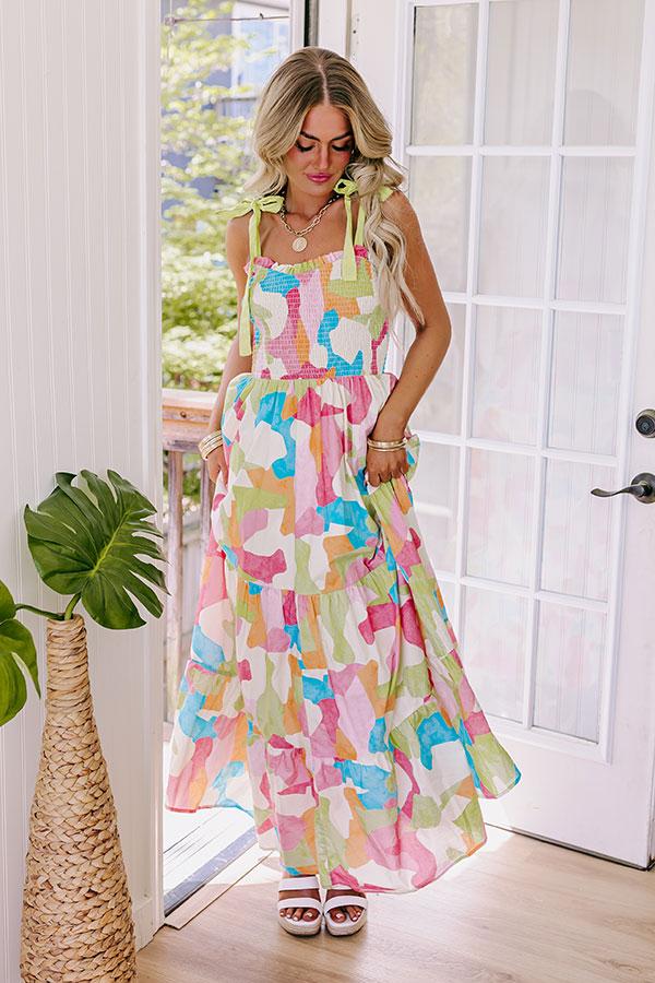Impressions Fun In The Sun Smocked Maxi Dress