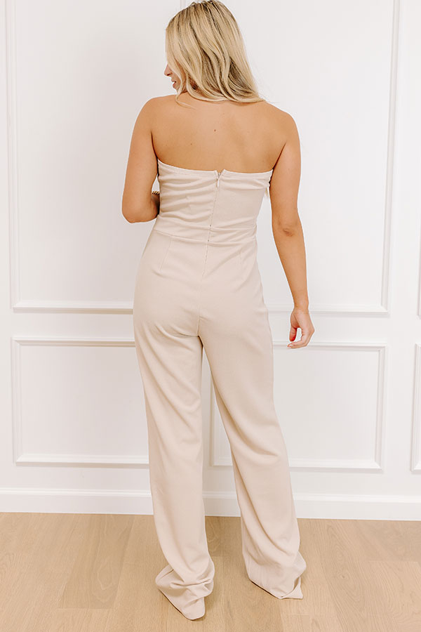 Impressions Gala Charm Jumpsuit In Beige