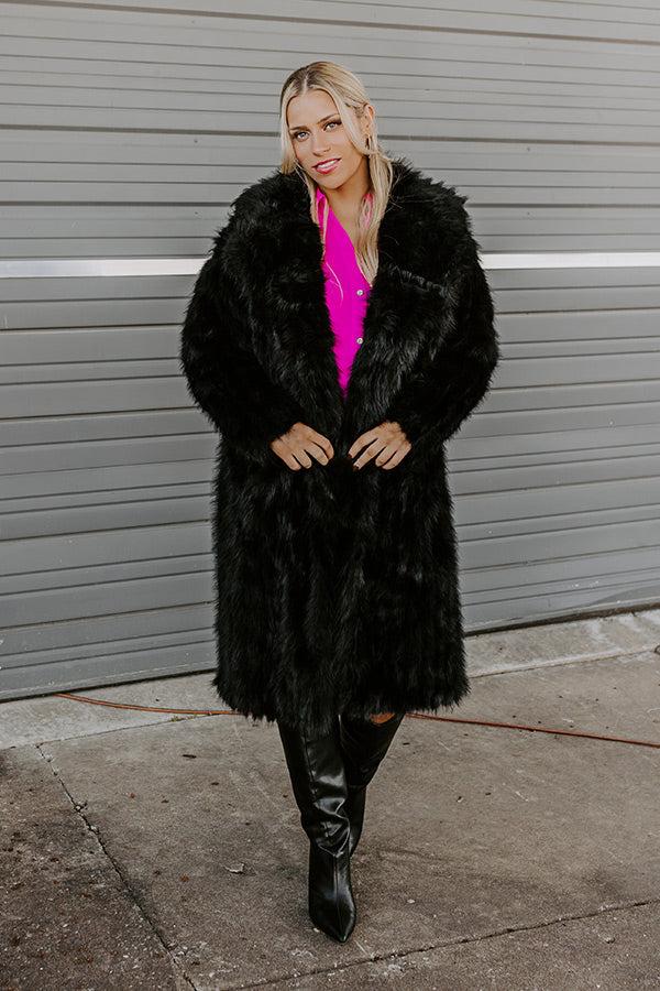 Impressions Gala Nights Faux Fur Coat In Black