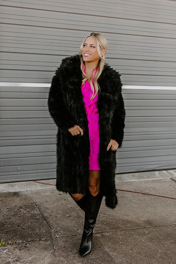 Impressions Gala Nights Faux Fur Coat In Black