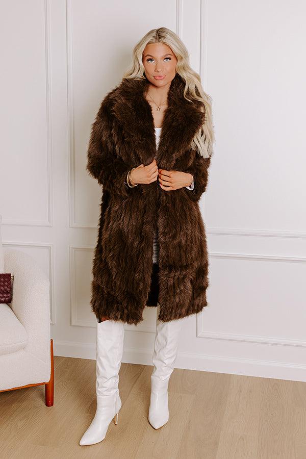 Impressions Gala Nights Faux Fur Coat In Chestnut
