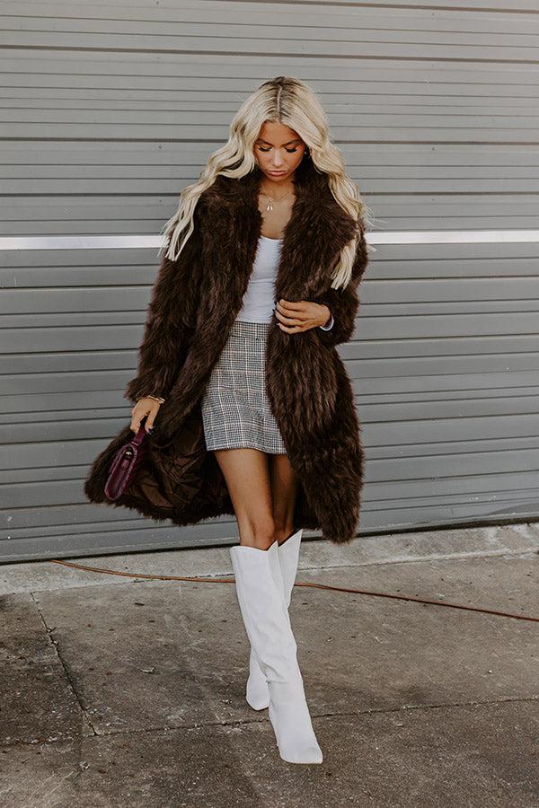 Impressions Gala Nights Faux Fur Coat In Chestnut