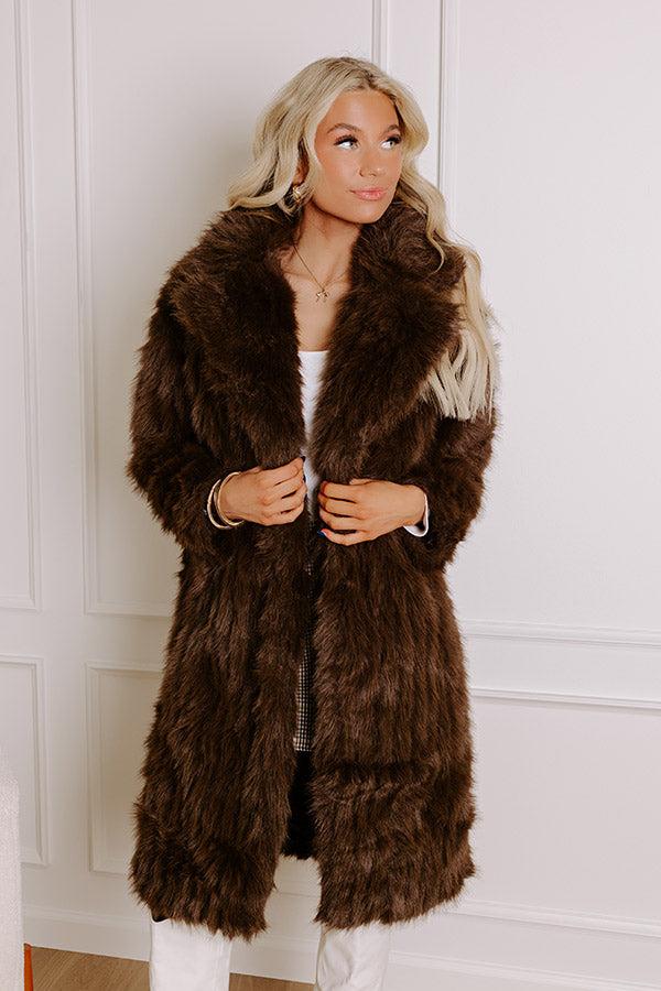 Impressions Gala Nights Faux Fur Coat In Chestnut