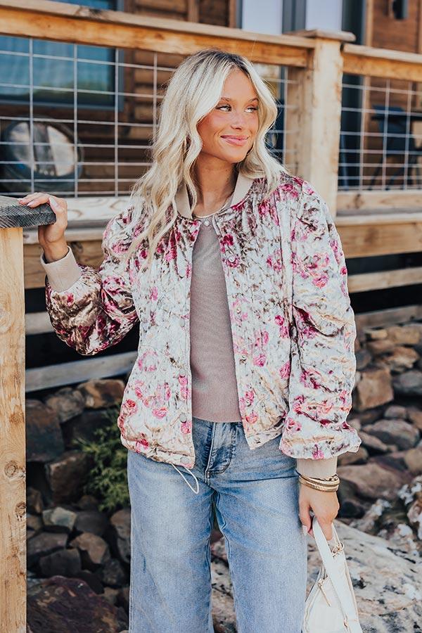Impressions Garden Bliss Velvet Bomber Jacket