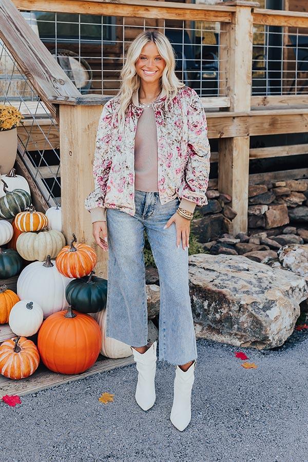 Impressions Garden Bliss Velvet Bomber Jacket