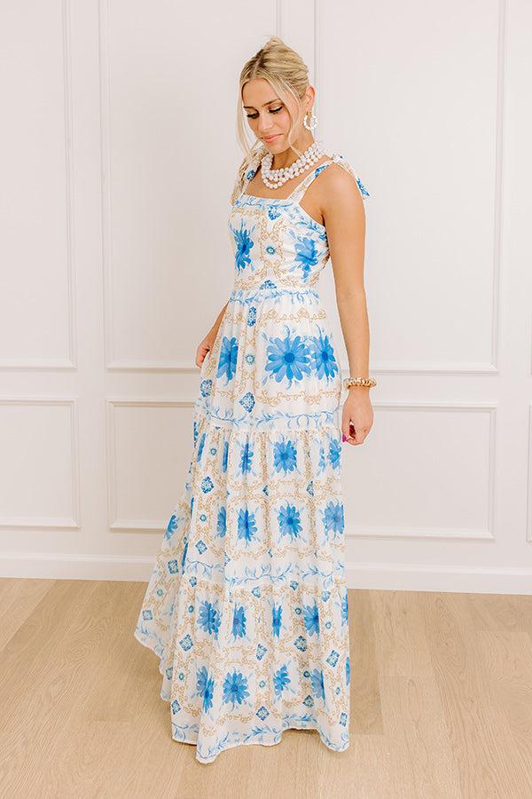 Impressions Garden Gala Floral Maxi Dress In Blue