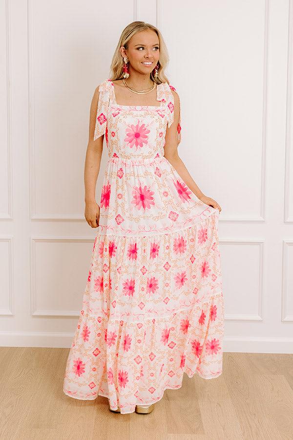 Impressions Garden Gala Floral Maxi Dress in Pink
