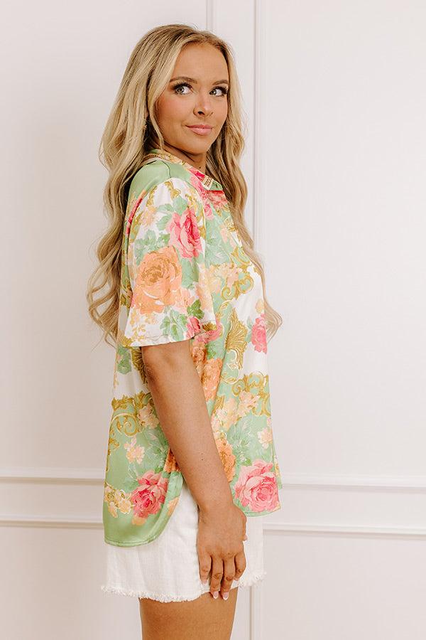 Impressions Garden Glam Satin Button Up
