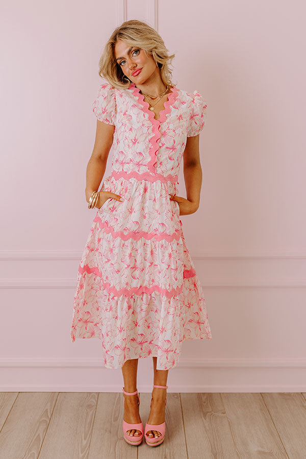 Impressions Garden Party Ready Floral Midi In Pink