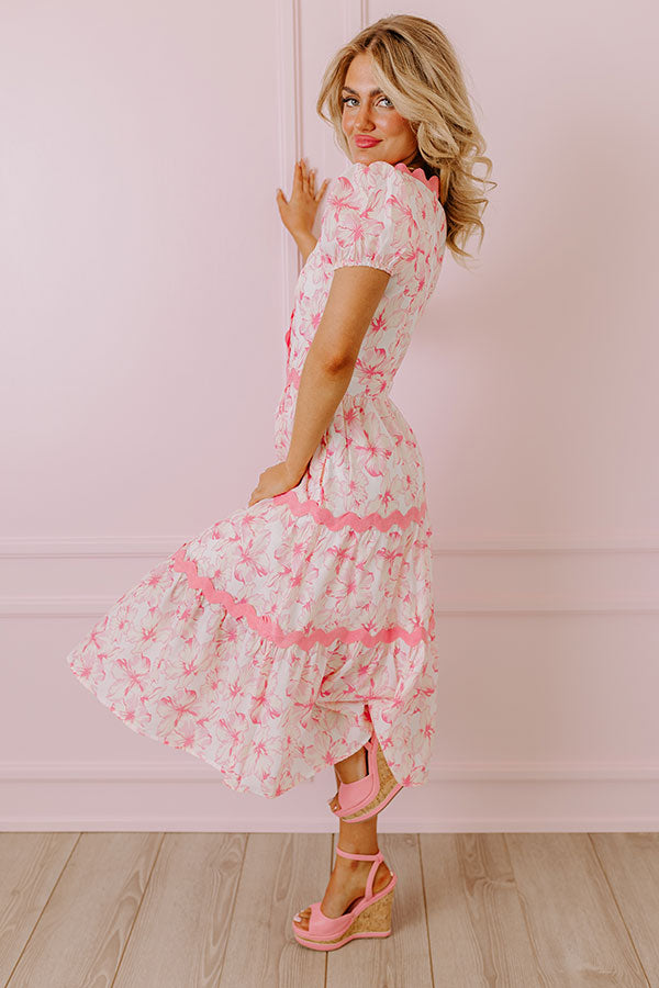 Impressions Garden Party Ready Floral Midi In Pink