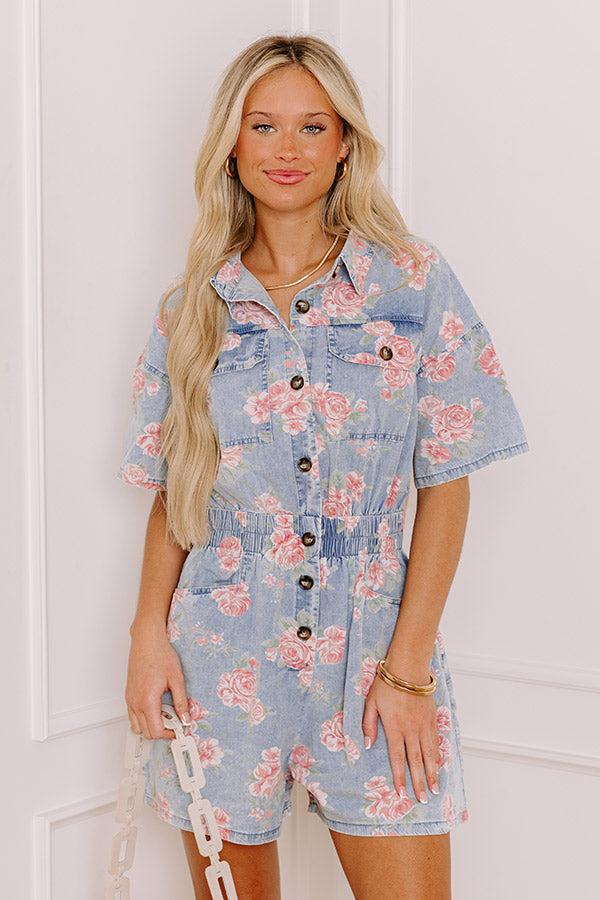 Impressions Garden Picnic Chambray Floral Romper