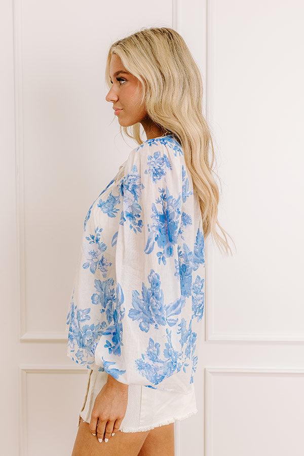 Impressions Garden Serenade Floral Top In Blue