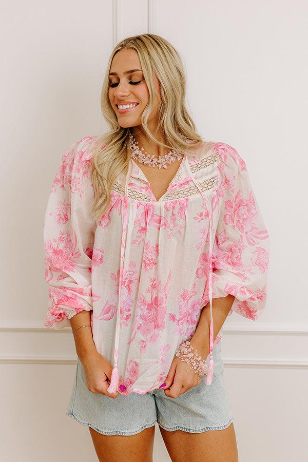 Impressions Garden Serenade Floral Top In Pink