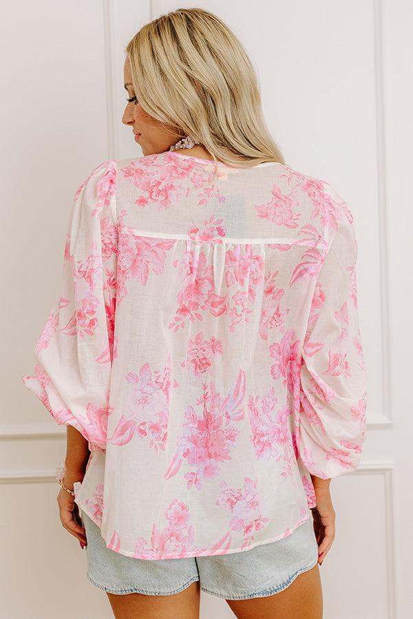 Impressions Garden Serenade Floral Top In Pink