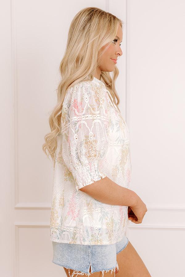 Impressions Gardenia Darling Embroidered Top