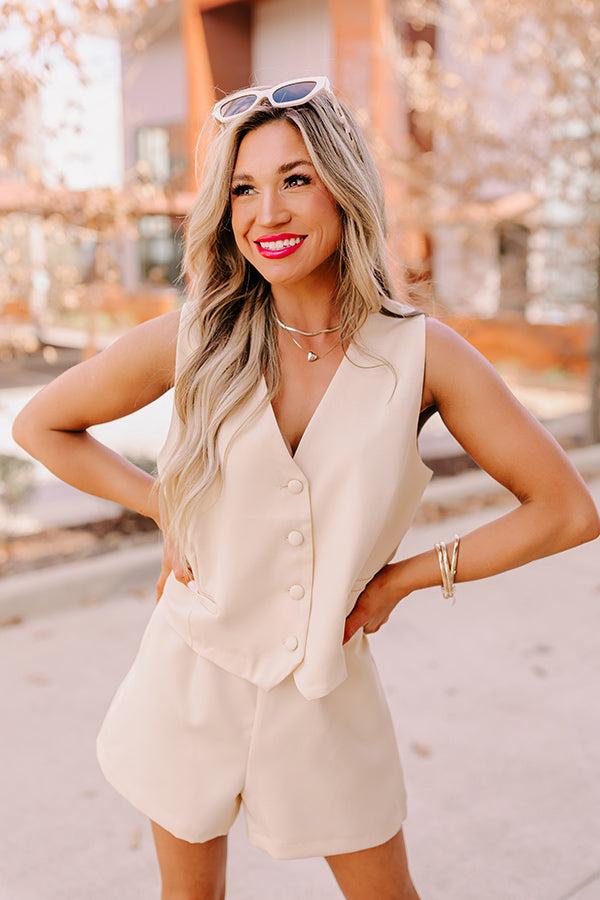 Impressions Girl Boss Crop Vest in Champagne