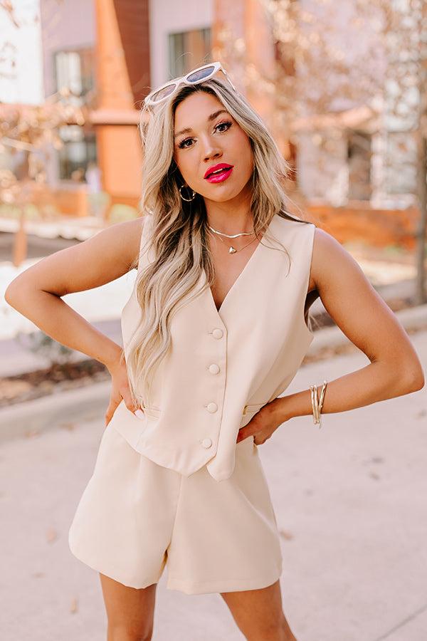 Impressions Girl Boss Crop Vest In Champagne