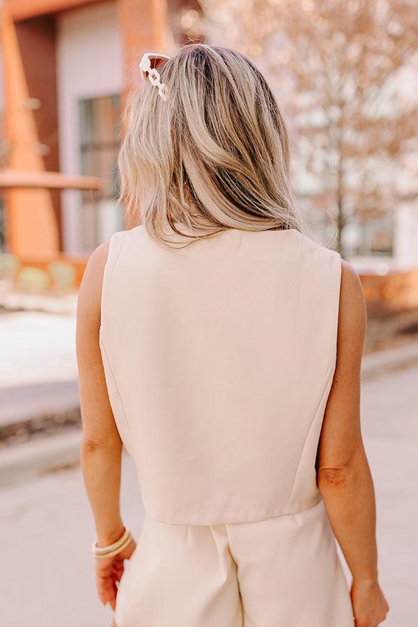 Impressions Girl Boss Crop Vest In Champagne
