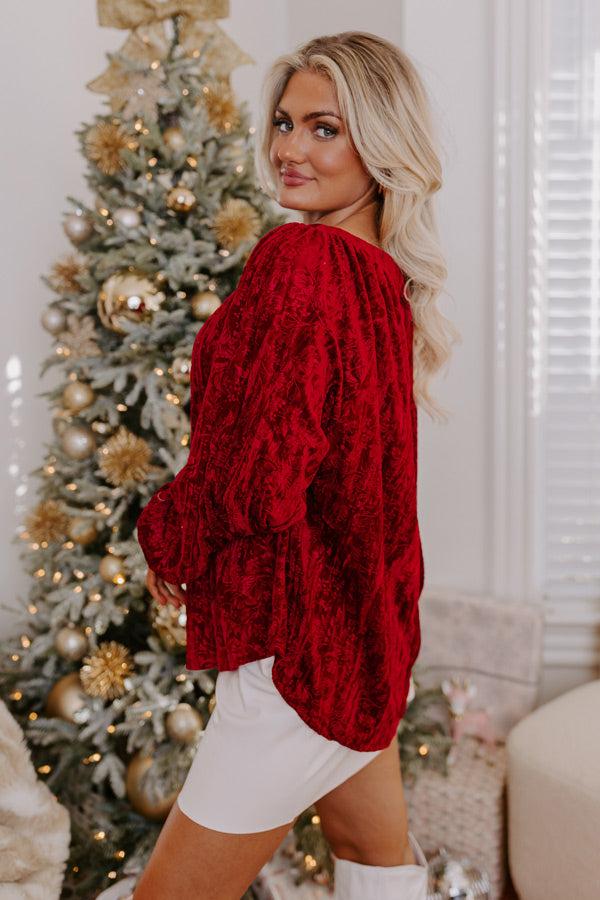 Impressions Glamour Galore Velvet Top In Wine