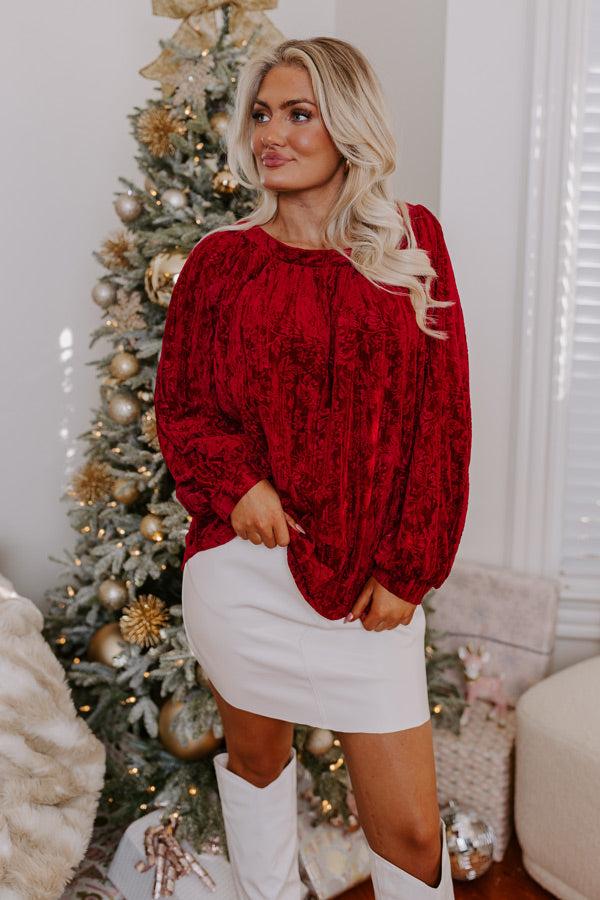 Impressions Glamour Galore Velvet Top In Wine