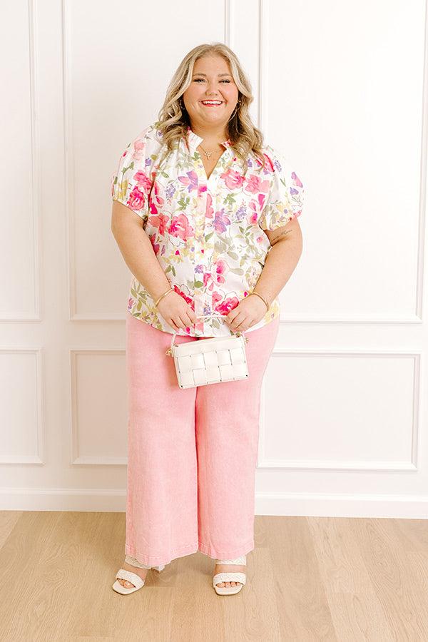 Impressions Gleaming Smile Floral Top Curves