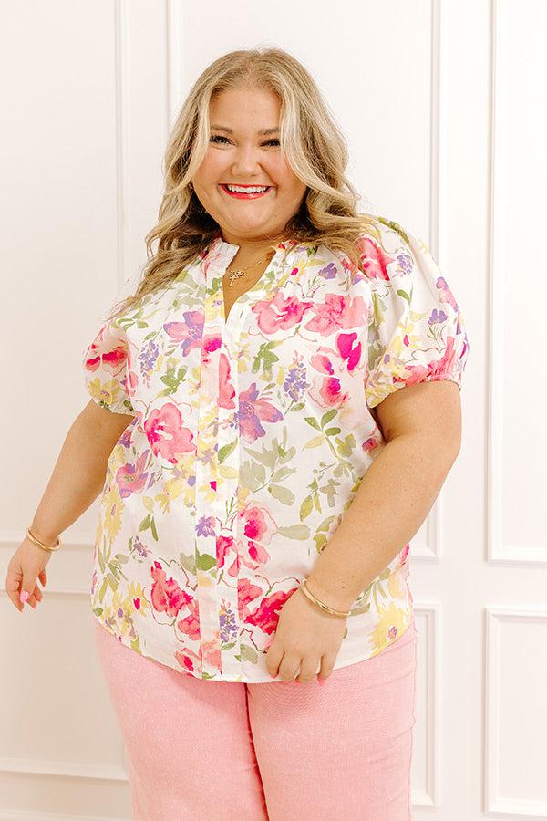 Impressions Gleaming Smile Floral Top Curves