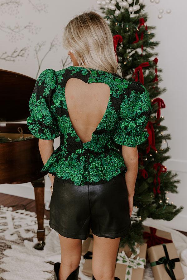 Impressions Glistening Garland Jacquard Peplum Top