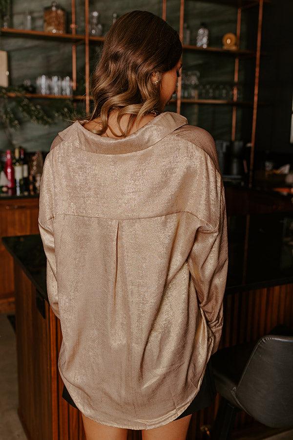 Impressions Glistening Smile Metallic Button Up