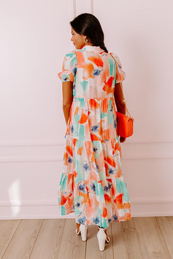 Impressions Graceful Moment Floral Midi In Coral
