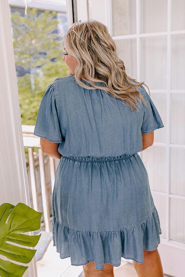 Impressions Greece Tour Chambray Mini Dress Curves