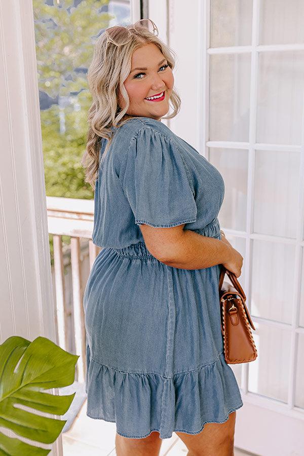 Impressions Greece Tour Chambray Mini Dress Curves