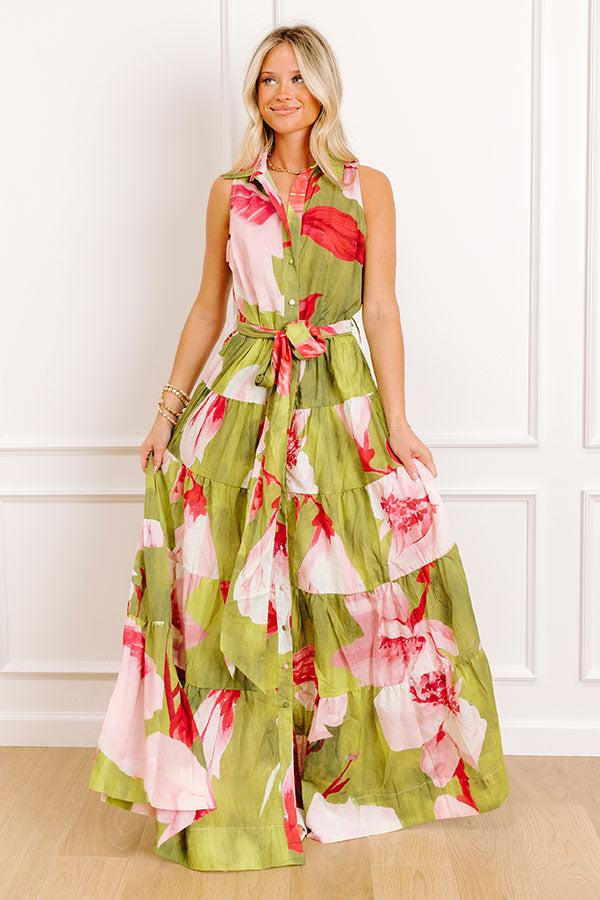 Impressions Guava Gorgeous Floral Maxi Dress