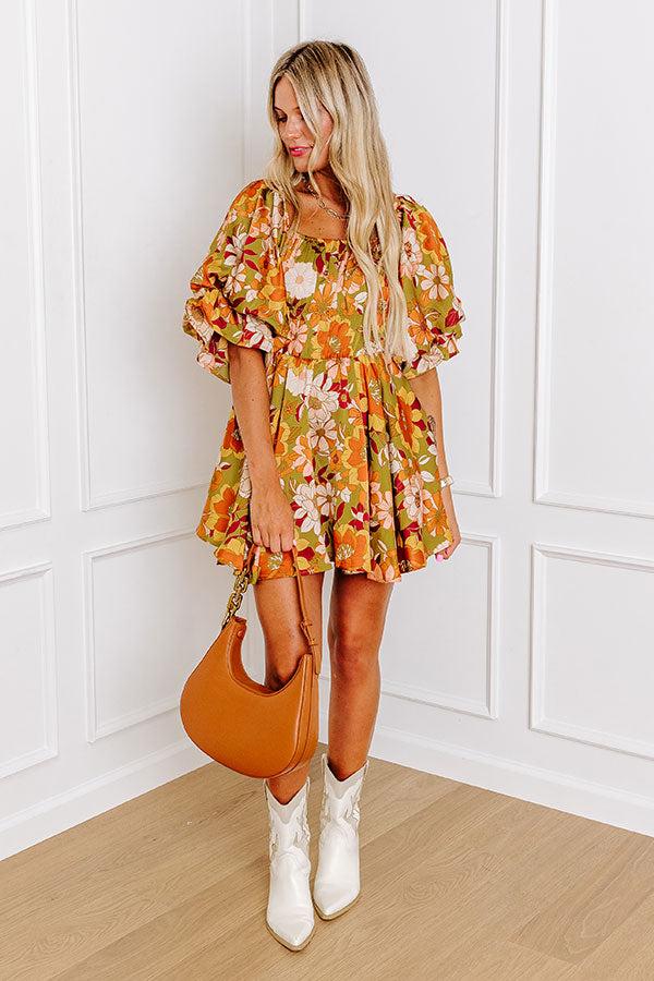 Impressions Happy Haven Floral Mini Dress in Olive